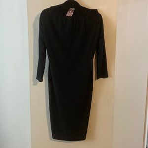 Black Ribbed Off The Shoulder Dress Prettylittlething